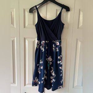 Flower print blue summer dress size M